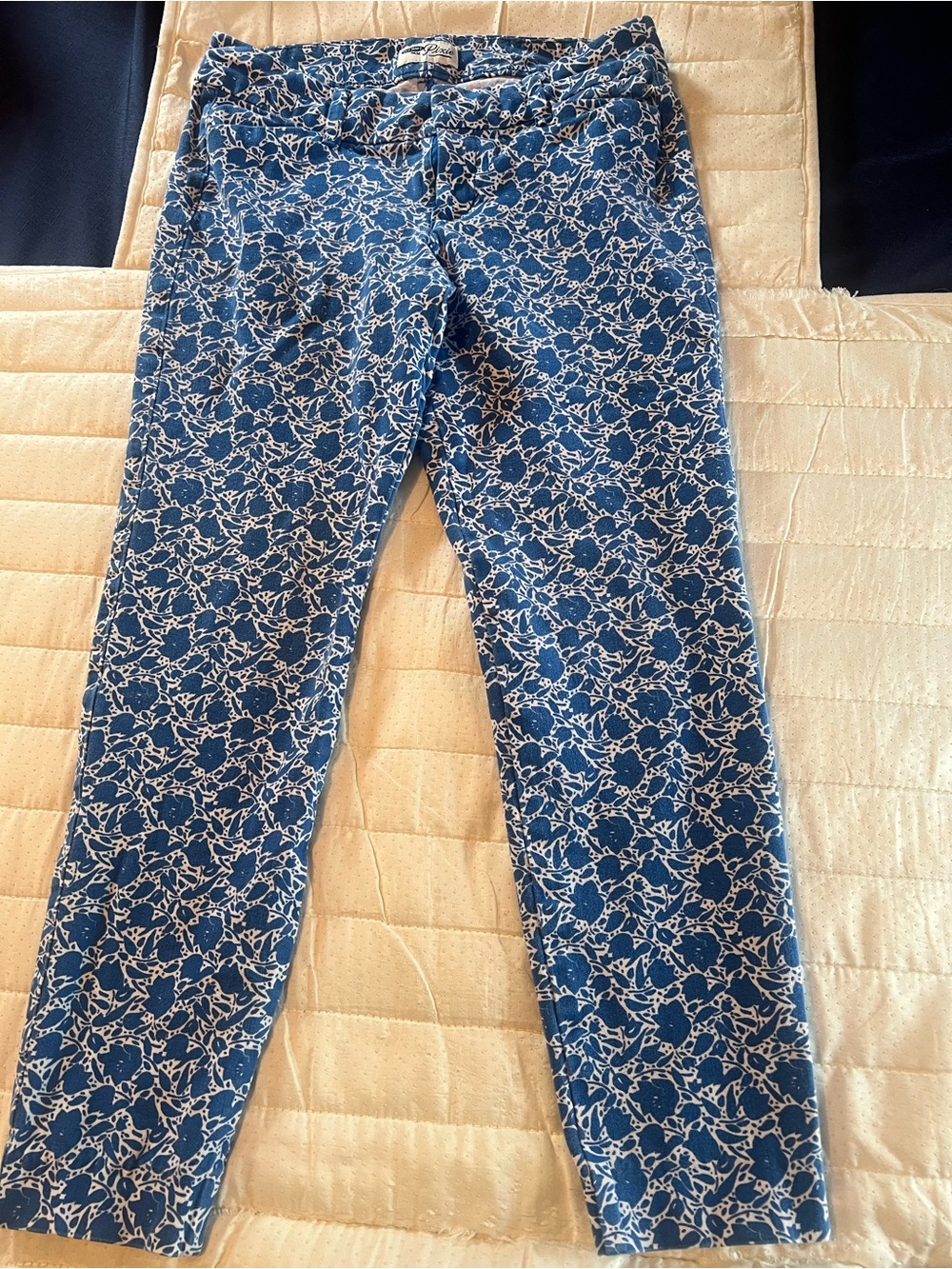 Old Navy Blue Skinny Jeans with White Floral Pattern